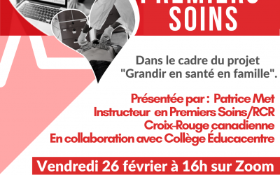 Atelier formation Premiers Soins – vendredi 26 février 2021 à 16h sur Zoom